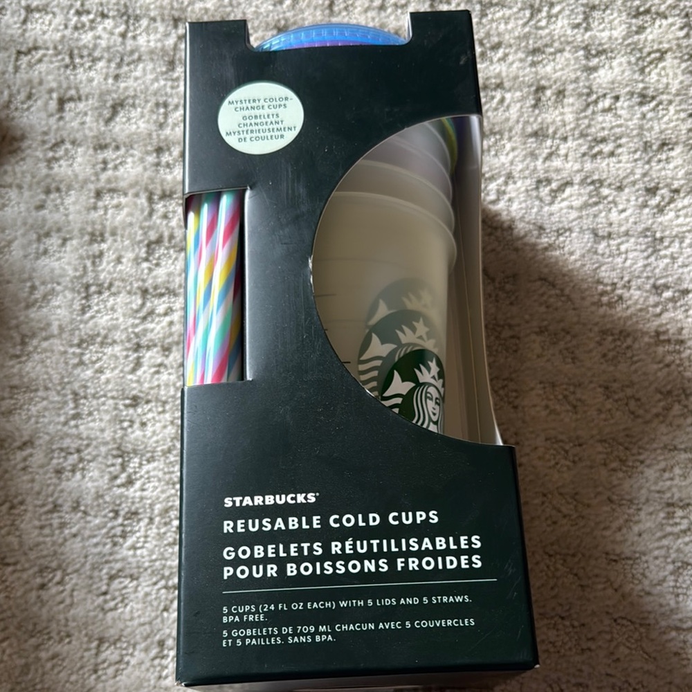 Starbucks Metallic Party Supplies Set with Reusable Cold Cup and Pastel Straws
